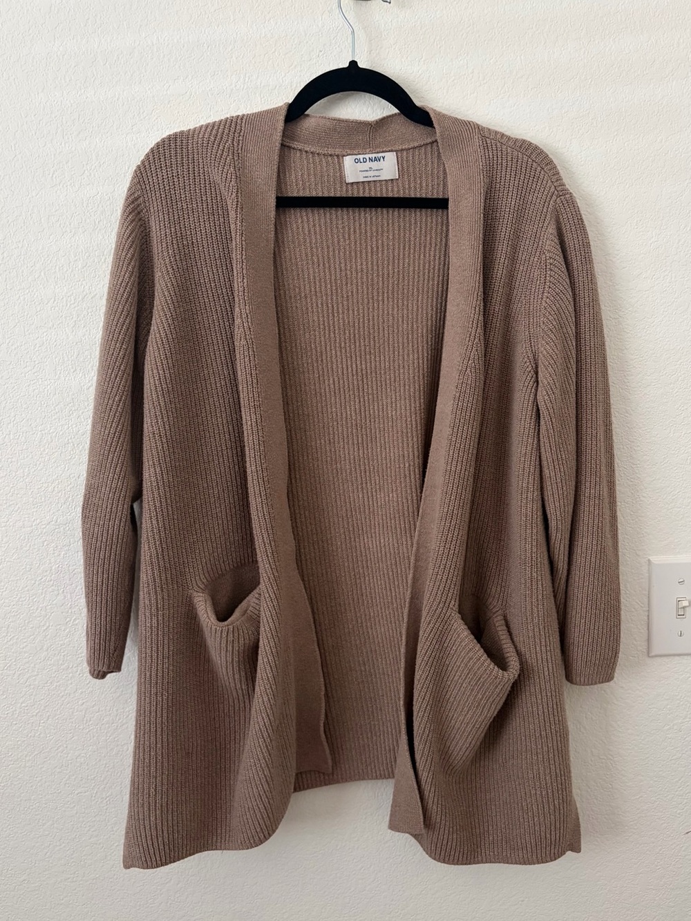 Old Navy Women’s Taupe Open-Front Ribbed Cardigan Sweater Size XL